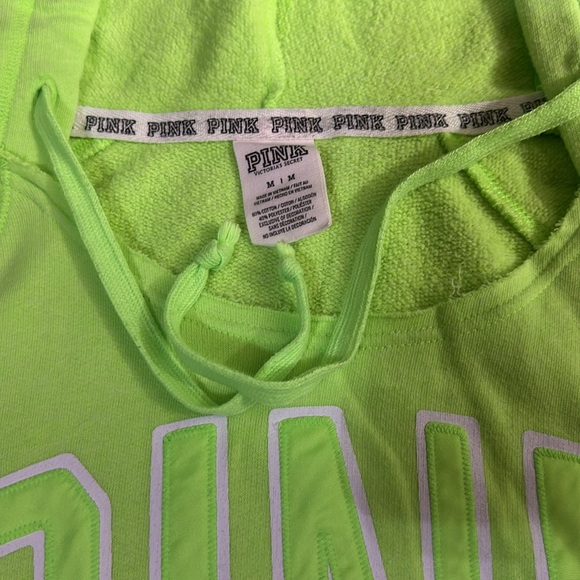 PINK Neon Green Hoodie - Size M - Picture 3 of 5